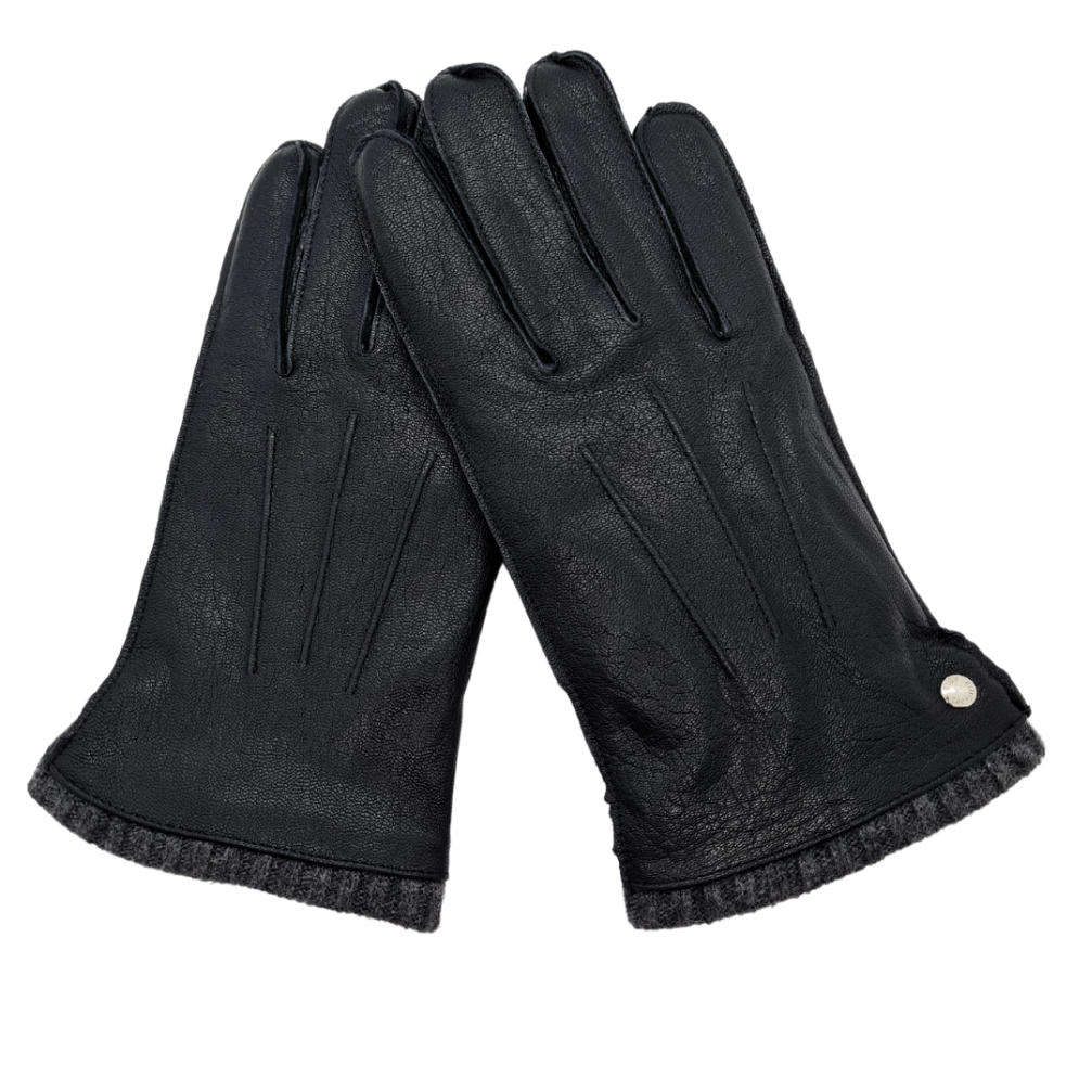 CLUB ROCHELIER CHINESE DEERSKIN MEN'S LEATHER GLOVE WITH KNIT CUFF