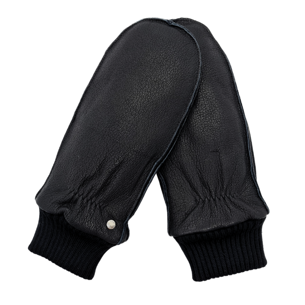 CLUB ROCHELIER MEN'S DEERSKIN LEATHER MITTEN WITH KNIT CUFF