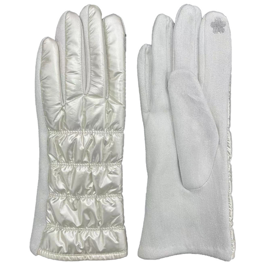 CLUB ROCHELIER LADIES PU/FAUX SUEDE RUCHED GLOVE
