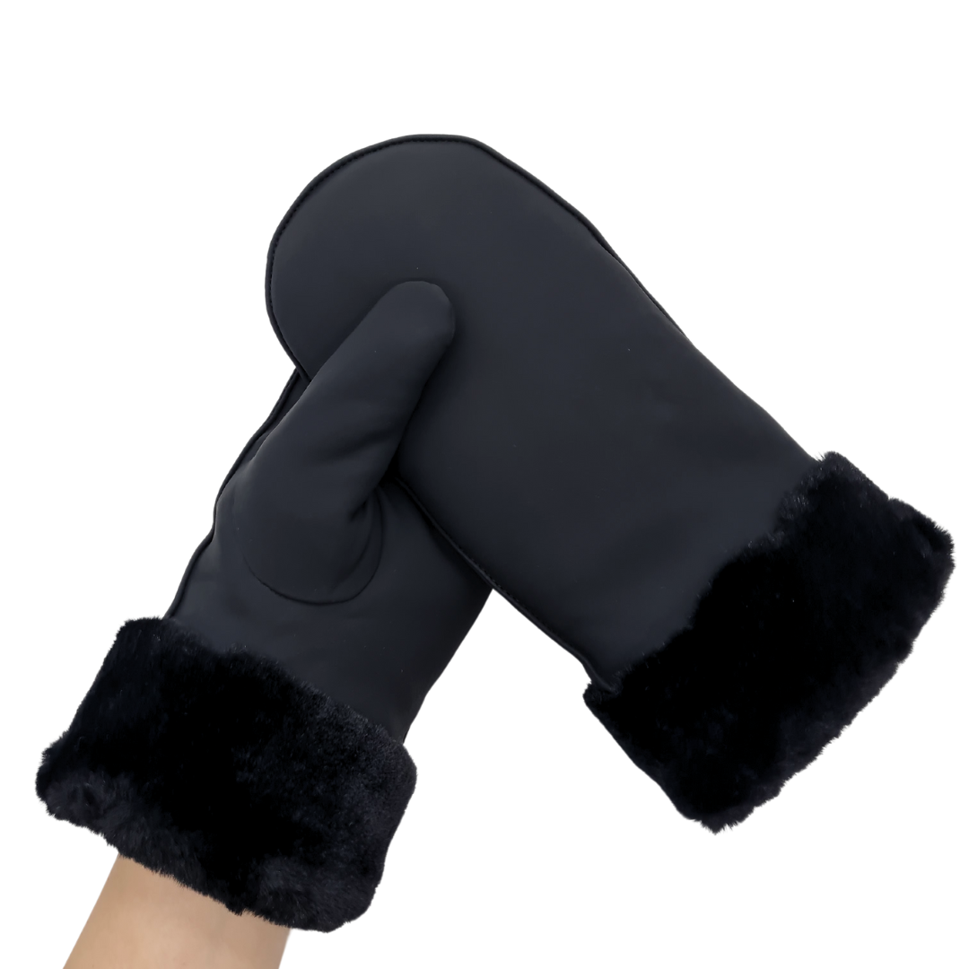NICCI LADIES WATER RESISTANT MITTEN WITH FAX FUR CUFF