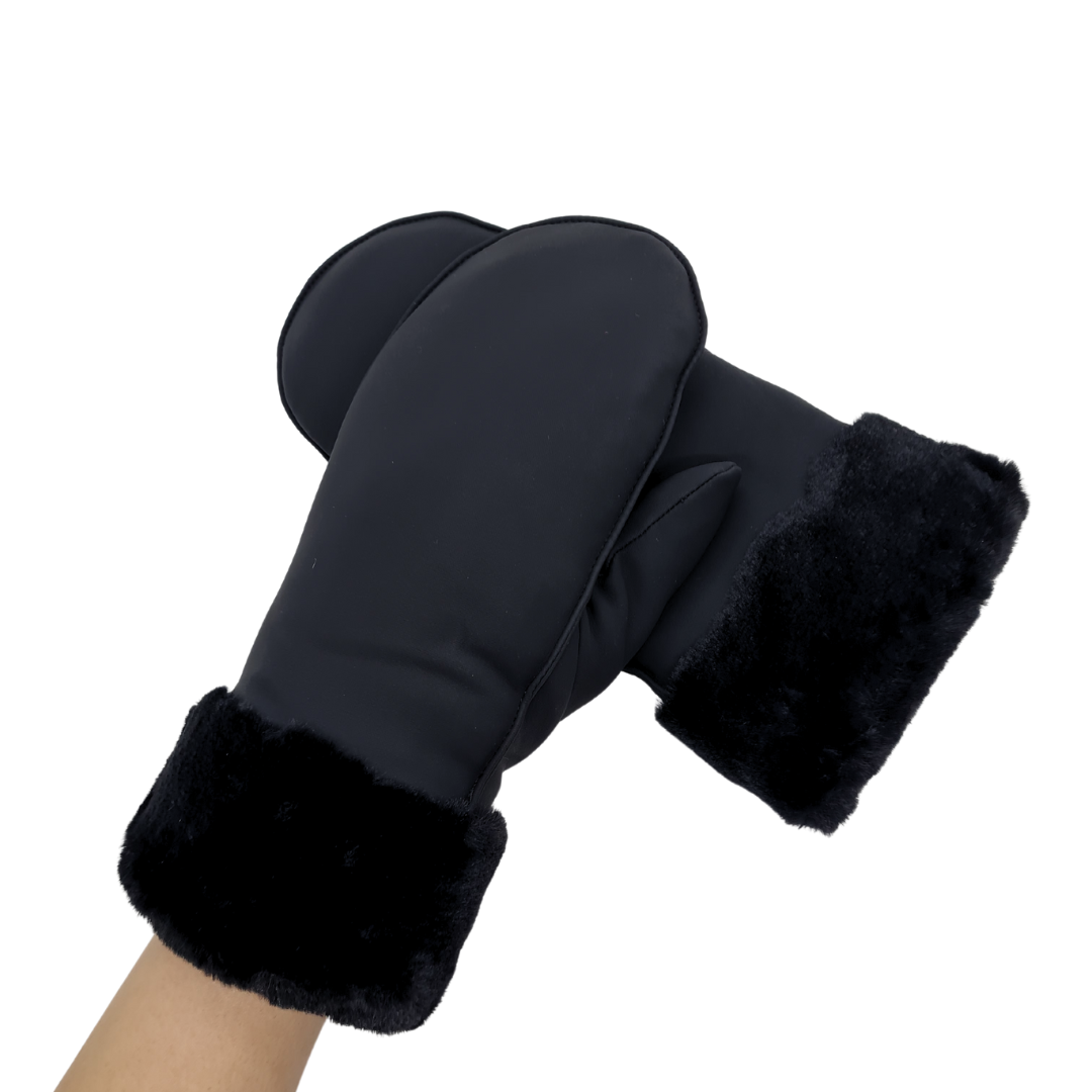 NICCI LADIES WATER RESISTANT MITTEN WITH FAX FUR CUFF