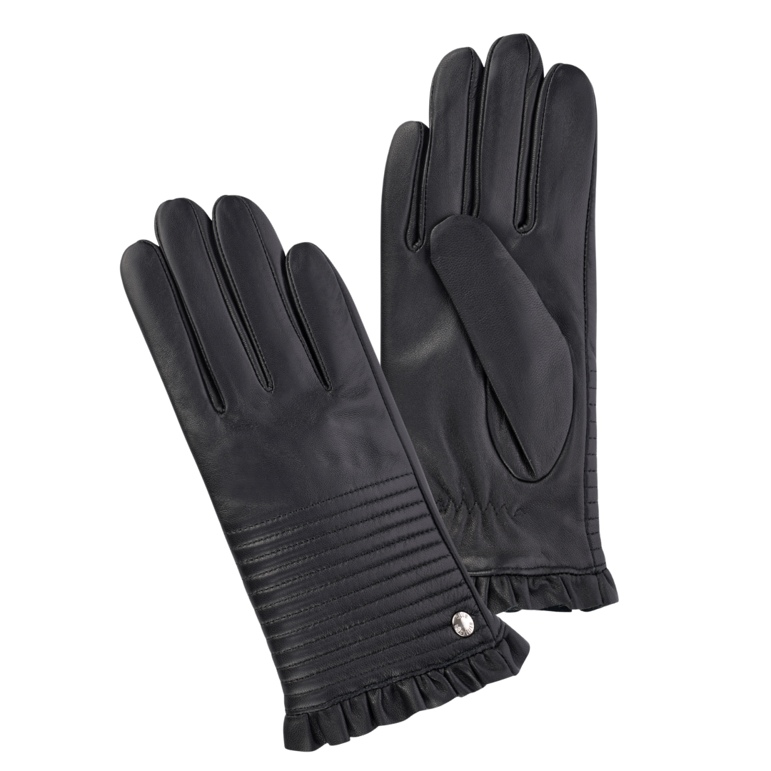 LADIES GLOVE WITH QUILTING AND RUFFLE CUFF