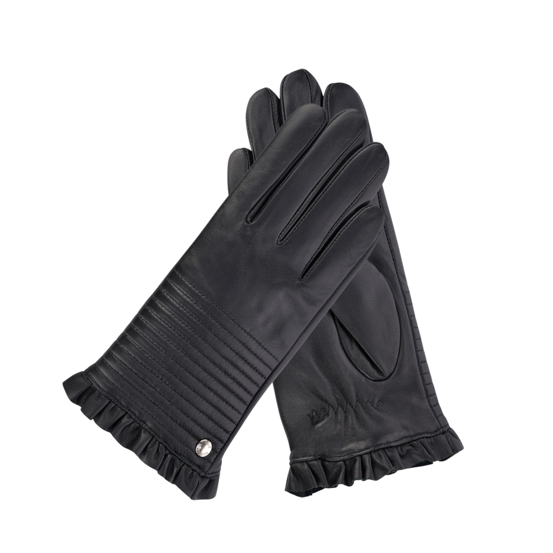 LADIES GLOVE WITH QUILTING AND RUFFLE CUFF