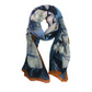 LADIES LUXRIOUS LARGE SOFT FEEL SPRING FASHION MAJESTIC BLUE  FLOWERS AND GREEN  EMERALD FLOWERS WITH COGNAG BORDER  SCARF