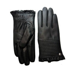 LADIES GLOVE WITH QUILTING AND RUFFLE CUFF