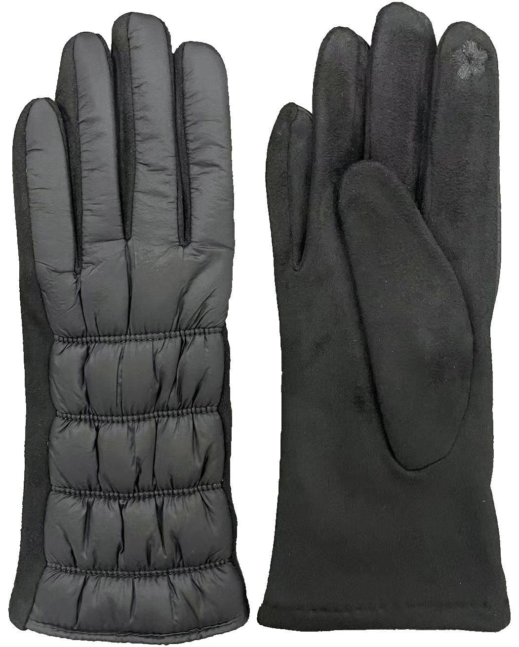 CLUB ROCHELIER LADIES PU/FAUX SUEDE RUCHED GLOVE