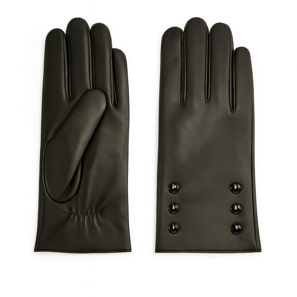 CLUB ROCHELIER LADIES LEATHER GLOVE WITH BUTTON DETAIL, TOUCH