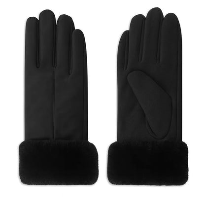 NICCI LADIES PU GLOVE WITH FAUX FUR CUFF