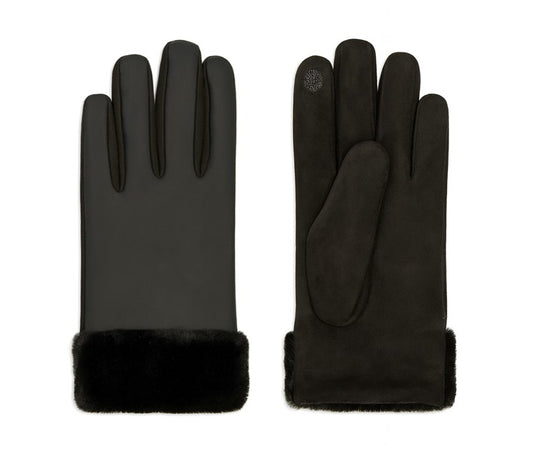 NICCI LADIES PU WATER REPELLENT GLOVE WITH FAUX FUR CUFF