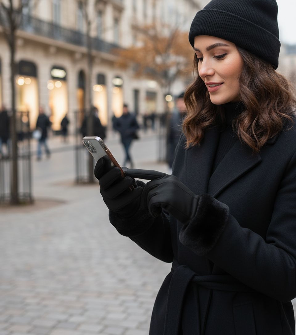 NICCI LADIES PU GLOVE WITH FAUX FUR CUFF