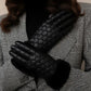CLUB ROCHELIER BUBBLE LADIES BUBBLE QUILTED PU/FAUX SUEDE GLOVE WITH FAUX FUR CUFF