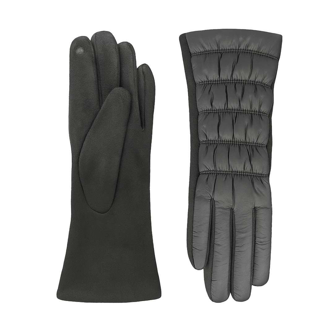 CLUB ROCHELIER LADIES PU/FAUX SUEDE RUCHED GLOVE