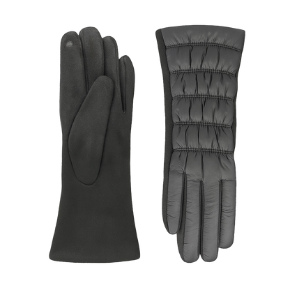 CLUB ROCHELIER LADIES PU/FAUX SUEDE RUCHED GLOVE