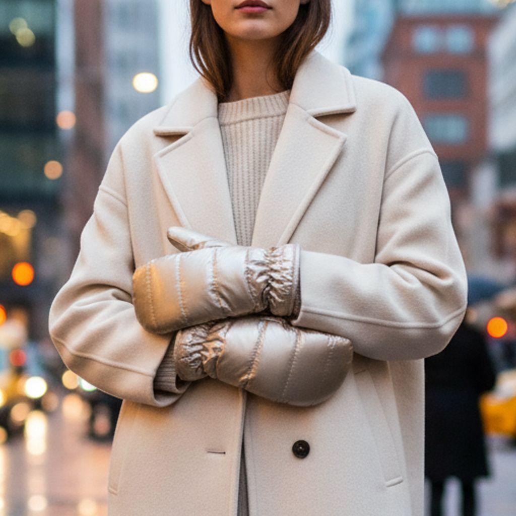 CLUB ROCHELIER LADIES METALLIC QUILTED PUFFER MITTEN