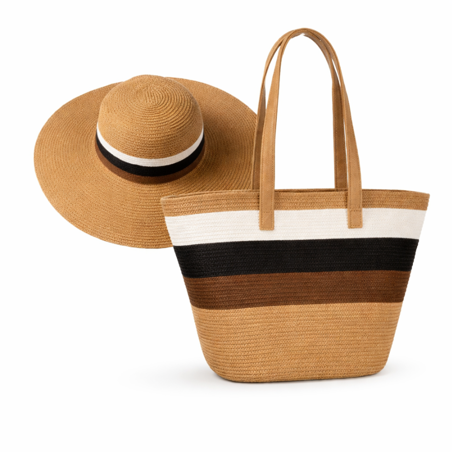 Ladies Classic Summer Tri-Colored Striped Set