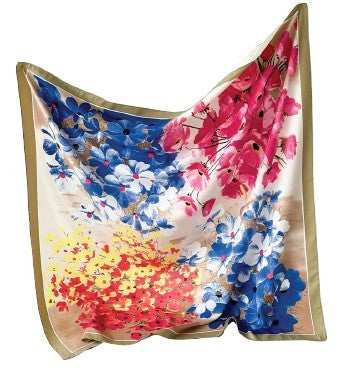 LADIES 100% POLYESTER FLORAL PRINT 90X 90 SCARF