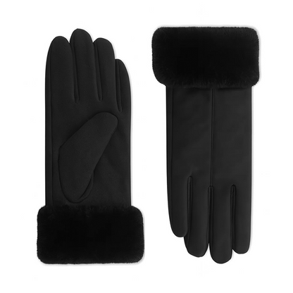 NICCI LADIES PU GLOVE WITH FAUX FUR CUFF