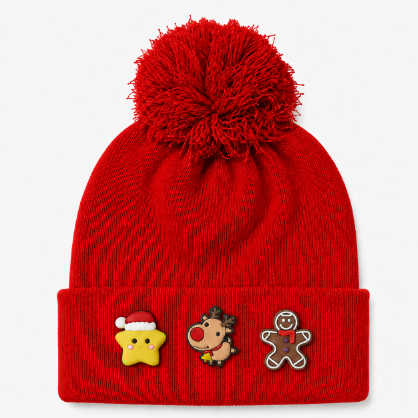 Adults Customizable Christmas Knit Hat with Removable Charms