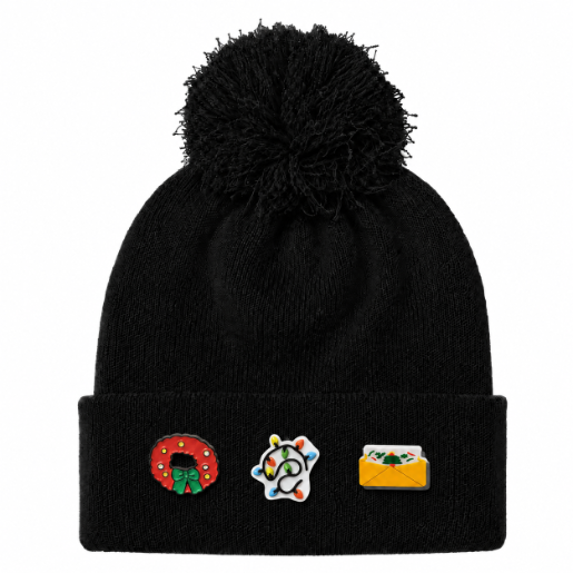 Adults Customizable Christmas Knit Hat with Removable Charms