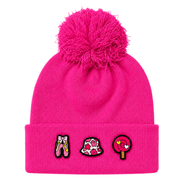 Kids/Tweens' Knit Pompom Hat with Removable Charms