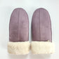 CLUB ROCHELIER LADIES FAUX SUEDE SHERPA MITT, CONTRAST SHERPA CUFF